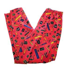 Vintage 1980s Hang Ten Kids Sz L School Print Pants Alphabet Ruler Crayon Etc